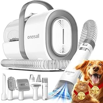 oneisall Dog Vacuum Brush for Shedding, 99% Pet Hair Remover with 4 Grooming Tools