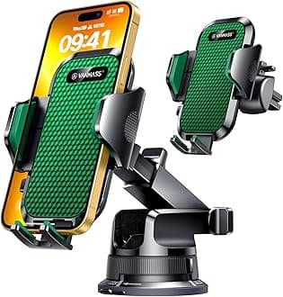 VANMASS [Pro Version] Universal Car Phone Mount [Super Suction Cup] Dashboard Phone Holder, Handsfree Windshield Dash Vent Phone Holder Car, Compatible for iPhone 16 15 14 13 Samsung LG & Truck,Green