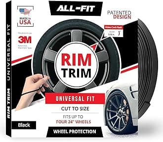 - All-Fit Automotive Rim Trim – Durable DIY Car Exterior Accessories for Curb Rash Protection – Fits Up to Four 24" Wheels – Made in USA – Flexible, Durable Wheel Rim Protector (3/8″ Width - Black)