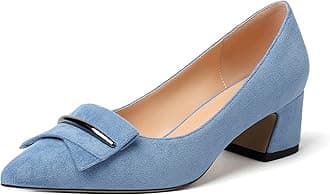 Elashe Women Block Heel Pumps Pointed Toe Mid Heels 2'' Block Heels Elegant Wedding, Party, Dress Shoes