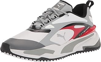 Puma Golf Men's Gs-Fast Golf Shoe, Puma White-High Rise-High Risk Red, 8.5M