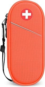 EpiPen Medical Carrying Case Insulated, Travel Medication Organizer Bag Emergency Medical Pouch Holds 2 EpiPens, Asthma Inhaler, Anti Histamine, Auvi Q, Allergy Medicine Essentials, Orange