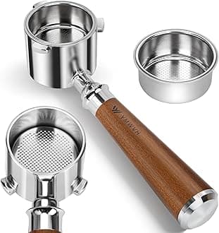 51mm Bottomless Portafilter 3 Ears for De'Longhi La Specialista Coffee Espresso Machine EC9335 9155 9355 9665,100% Stainless Steel Filter Basket (2 Cups) and Walnut Handle