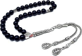 -Gentle Men Collection- Prayer Beads-Worry Beads-Tesbih-Tasbih-Tasbeeh-Misbaha-Masbaha-Subha-Sebha-Rosary (Synthetic Black Onyx Stone -8 mm 33 beads-)