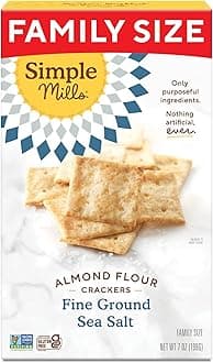 Simple Mills Almond Flour Crackers, Family Size, Fine Ground Sea Salt - Gluten Free, Vegan, Healthy Snacks, 7 Ounce (Pack of 1)