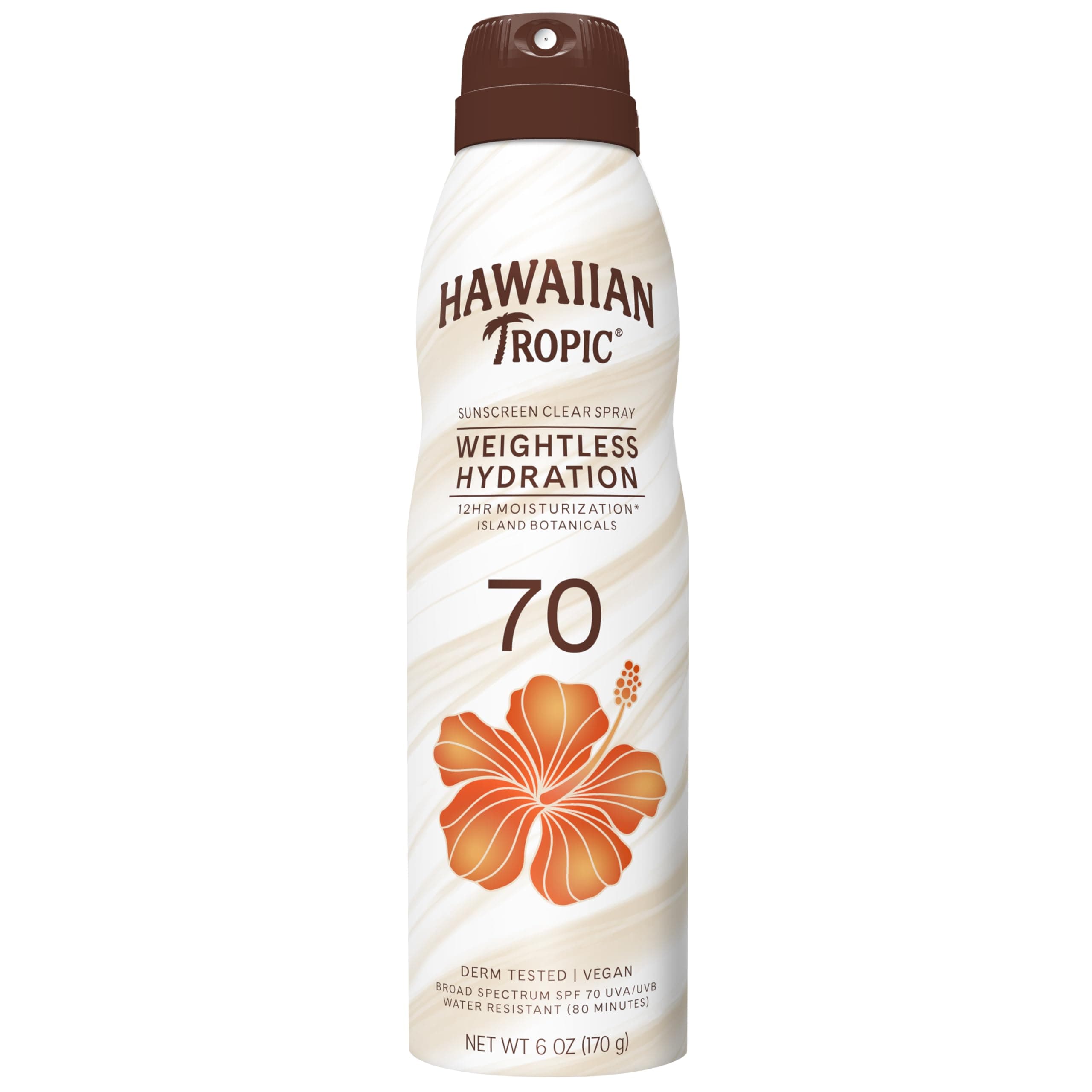 Hawaiian Tropic Weightless Hydration Sunscreen Spray SPF 70, 6oz | High SPF Sunblock, Oxybenzone-Free, Hawaiian Tropic Spray Sunscreen, 6oz