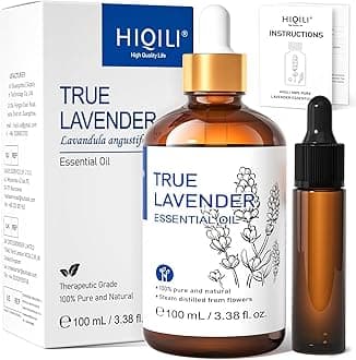 HIQILI 100ml Lavender Essential Oil Pure, 100% Natural Therapeutic Grade for Aromatherapy Diffuser, Skin Care, Hair, Includes Premium Quality Glass Dropper