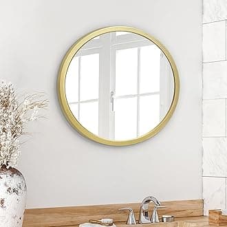 Americanflat 50 cm Gold Round Mirror for Wall - Circle Mirror for Bathroom, Bedroom, Entryway, and Living Room with Hanging Hardware Included - Durable Home Wall Decor