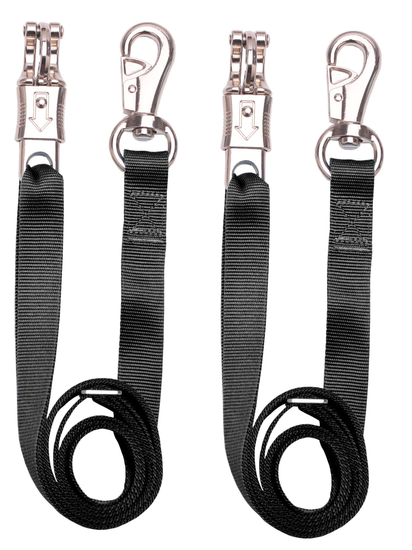 Adjustable Nylon Cross Ties （2 Pack）-Cross Tie with Panic Snap and Bull Snap - Adjusts from 44.5" to 78.3" (Black)