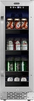 Whynter BBR-638SB Built-in Under Counter 12 inch Beverage Refrigerator and Cooler, Fridge with Glass Door, 2.0 Cubic Feet, Stainless, 75 Capacity