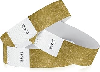 Wristco 200 Tyvek Deep Metallic Gold Wristbands for Events – Tamper-Proof Design Prevents Reuse – Premium-Grade Bracelets for Hospital & Medical ID, Party, Concert Entry, VIP Identification