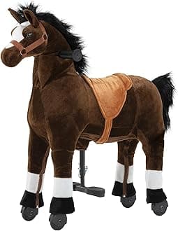 Pipleo Ride on Horse for Kids, (42.5'' Height) Horse Ride on Toy for 6 Years Old to Adult, Riding Horse Rider Mechanical Walking Action Plush Animal, No Battery or Electricity, Max Load 187 LBS - BRN