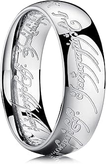 King Will Wedding Band for Men Women-7/8mm One Lord Magic Power Rings Availble in Gold/Black/Sliver, High Polished and Comfort Fit Wedding Ring Size 5-15
