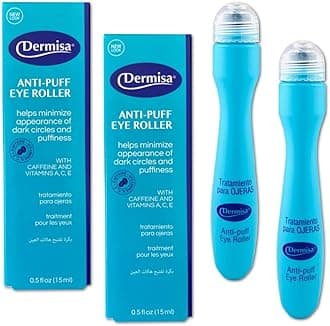 DermisaEye Roller for Puffy Eyes - Anti-Puff Dark Circle Under Eye Treatment Serum with Caffeine & Peppermint for Bright, Healthy Skin - Paraben, Fragrance, Dye and Oil Free - Made in USA - Pack of 2