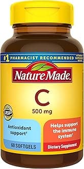 Nature Made Vitamin C 500 mg, Dietary Vitamin C Supplement for Immune Support, 60 Softgels, 60 Day Supply