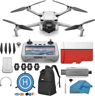 Mini 3 Drone with DJI RC Screen remote Kit Camera Drone Bundle, with 128 GB SD, 3.0 USB Card Reader, Landing Pad, Backpack, Strobe lights and More
