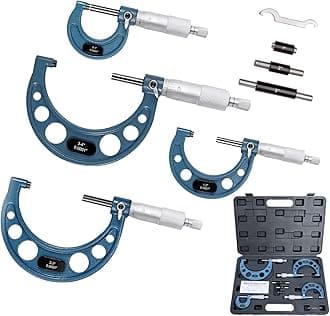 HDLNKAK Outside Micrometer Set, 0-4" Machinist Micrometer, 4 Pcs Machinist Tool Set, 0.0001" Graduation Micrometer Set, Alloy Precision Micrometer, Micrometer Standard Set with Case