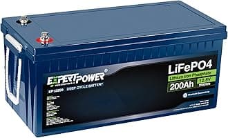ExpertPower 12V 200Ah Lithium LiFePO4 Deep Cycle Rechargeable Battery | Bluetooth | 2500-7000 Life Cycles & 10-Year Lifetime | Built-in BMS | RV, Van, Solar, Marine, Overland, Off-Grid