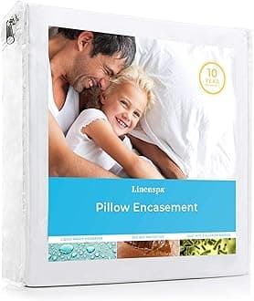 Linenspa Waterproof Pillow Encasement-Blocks Out Liquid, Standard Pillow Protector,White