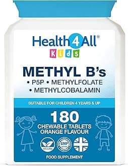 Kids Methyl B's 180 Chewable Tablets (6 Months Supply), Stress & Mood Support for Children 4+, Methylated B Vitamins B12 Methylcobalamin, 5-Methylfolate & Vitamin B6 P5P, Vegan | Made in UK