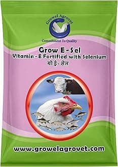 Agrovet Grow E-Sel : Vitamin E, Selenium,Vitamin C, And Biotin, For Poultry, Cattle, Horses, Pigs, Goats, Sheep, Pigeons, And Birds 200 Gm.