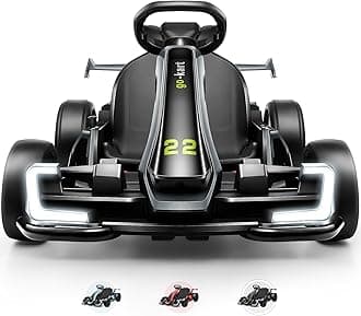 Hikole 24V Electric Go Kart for Kids Ages 6-12-14, 300W Power Go Cart with Extendable Seat, Sport/Drift Modes, 4 Speeds, 8.5 MPH, EVA Tires, LED Lights, Music, Ideal Gift for Boys Girls, Black