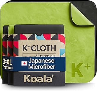 Koala Kloth Microfiber Cleaning Cloth | Jumbo XL Size | Perfect for Large TV and Computer Screen Cleaning | Safe for All Surfaces | 3 Pack, 12x12 Inch, Black