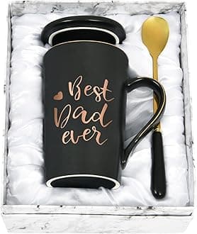 Best Dad Ever Coffee Mug Father's Day Gift Birthday Christmas for Dad Father's Day Gift from Daughter Son Child Ceramic Coffee Mug, Black 14oz