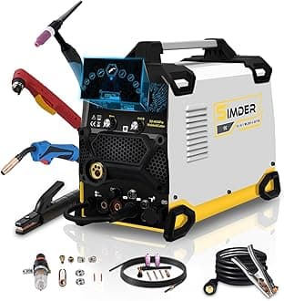 SSIMDER 200A MIG Welder 220V 10-in-1 Multi-Process Welder Cutter Pulse MIG for Aluminum/Synergic MIG/Flux Core/HF TIG/Stick/Plasma Cutting for Auto Body, Farm, Home DIY