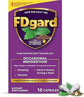 FDgard Gut Health Supplement, Indigestion, Nausea & Bloating, Upset Stomach, 12 Capsules