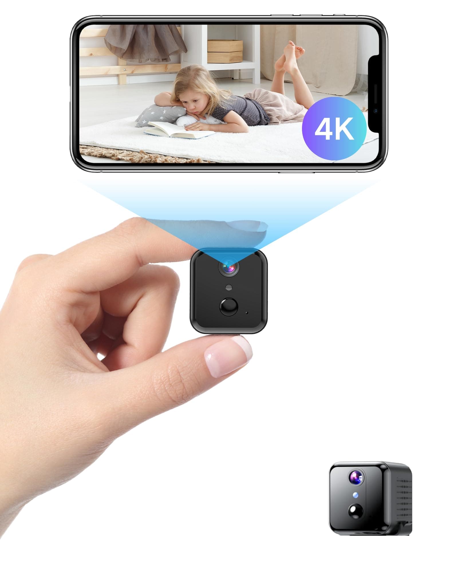 Spy Camera Hidden Camera, 2K HD Wi-Fi Wireless Mini Camera,Phone APP, AI Motion Detection, Auto-Night Vision,120-Day Standby Battery Life, Cloud &SD Storage,Small Camera Nanny Cam