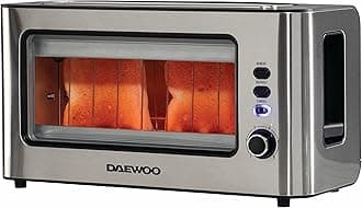 Daewoo SDA1060 Glass Toaster, 18/10 Steel, 900 W
