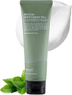 BENTON Deep Green Tea Natural Face Wash (4.23 oz.) - Hydrating and Gentle Facial Cleanser for Various Skin types, Korean Foaming Facial Cleanser
