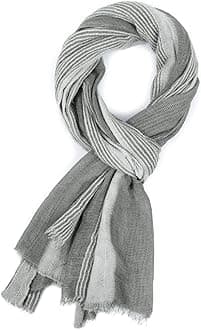 GERINLY Cotton-Linen Scarves Mens Stripe Crinkle Long Scarf Fashion Wrap Shawl for Travel