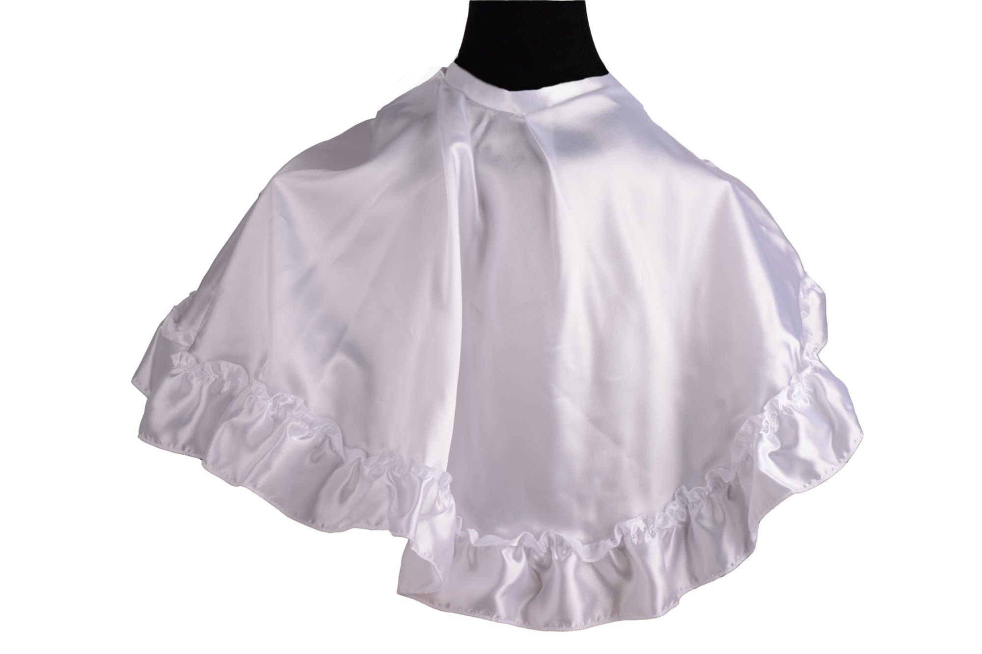 Hairdressing satin cape with fine ruffle