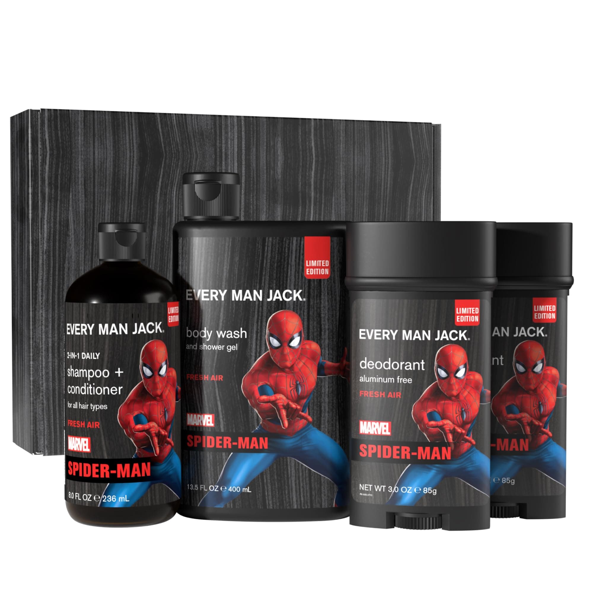 Spider-Man Body Set - Perfect for Every Guy & Marvel-Lover - Bath and Body Marvel Gift Set with Clean Ingredients & Incredible Scents - Includes Body Wash, Shampoo & Deodorant 2-Pack