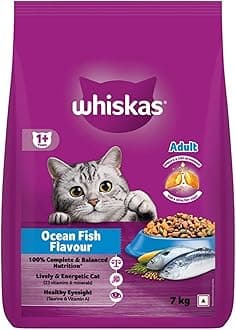 Whiskas Adult (1+ Years) Dry Cat Food, Ocean Fish Flavour, 7 kg, Contains 41 Essential Nutrients, Complete & Balanced Nutrition for Adult Cats