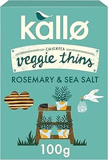 Rosemary & Sea Salt Veggie Thins Crackers | Healthy Snacks High Fibre, Plant Protein, Gluten Free & Baked | 100g Single Pack
