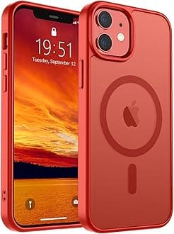 SUPFINE Magnetic for iPhone 12 Case/iPhone 12 Pro Case (Compatible with MagSafe)(Military Grade Drop Protection) Slim Translucent Matte Shockproof with Anti-Fingerprint Phone Case,Red