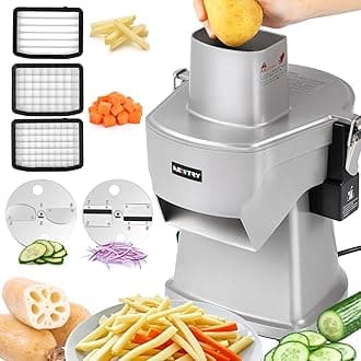 NEWTRY Electric Vegetable Dicer&Slicer, 4 in 1 Commercial Veggie Processor for Dicing, Shredding, Slicing&Slitting, Cube Cutter, French Fries Chips Slicer, Easy to Clean, Blade Replaceable