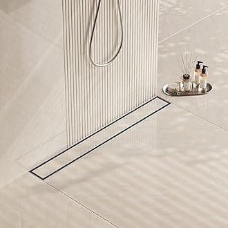 Neodrain 32-Inch Linear Shower Drain - Stainless Steel, Brushed Finish - 2-in-1 Flat & Tile Insert Cover, Adjustable Leveling Feet, Hair Strainer