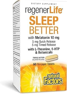 RegenerLife Sleep Better - Sleep Support Supplement with Quick & Timed Melatonin Release & Botanical Blend - Non-Habit Forming & Drug-Free - 60 Tablets (60 Servings)