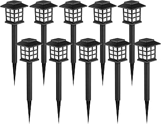 GIGALUMI Solar Outdoor Lights，10 Pack LED Solar Lights Outdoor Waterproof, Solar Walkway Lights Maintain 10 Hours of Lighting for Your Garden, Landscape, Path, Yard, Patio, Driveway