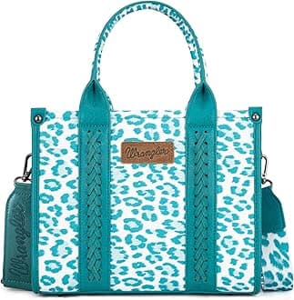 WranglerCow Print Tote Bag for Women Western Purse Boho Top Handle Satchel Handbag with Signature Strap
