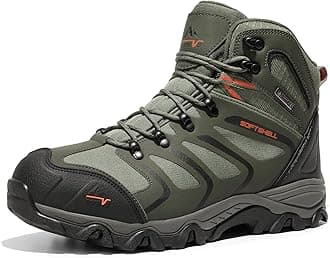NORTIV 8Men's Wide Olive Black Orange Ankle High Waterproof Hiking Boots Outdoor Lightweight Shoes Trekking Trails Size 10.5 Wide M US 160448_M-W
