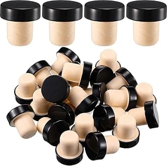 T-shaped Stopper Cork Wine Bottle Stoppers Reusable Wine Sealing Plug for Beer Bottles DIY Craft(Black,24 Pieces)