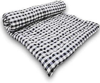Soft Thick Premium Cotton Quilt|Movable Foldable Rollable Light Weight Filled Single Firm Cotton Mattress|Gadda(Ghingam Plaid,1 Sleeping Capacity,Black&White Check (72X60 Inches, Queen)
