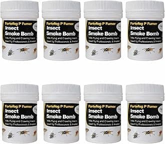 Smoke Bomb Professional Strength Fogger Fumigator for Fleas Bed bugs Moths Cluster fly Spider Poultry Red Mite and all insects Killer Midi Fumer 11g by Pest O One® (Pack of 8)