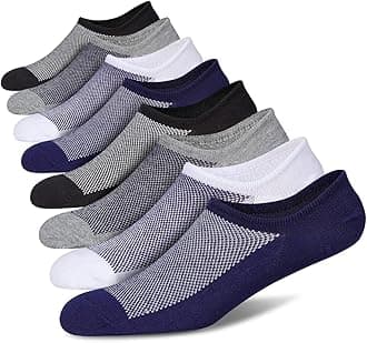 Mens No Show Cotton Socks 8 Pack Low Cut Casual Sock with Non-Slip Grips