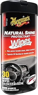 Natural Shine Protectant Wipes - 30 Full Size Car Care Wipes Clean and Protect Vinyl, Rubber, and Plastic Surfaces - Streak-Free Wipes with UV Protection and Leave a Satin, Non-Greasy Shine
